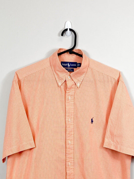 Ralph Lauren Buttoned Shirt Mens S Orange Check Long Sleeve Pony