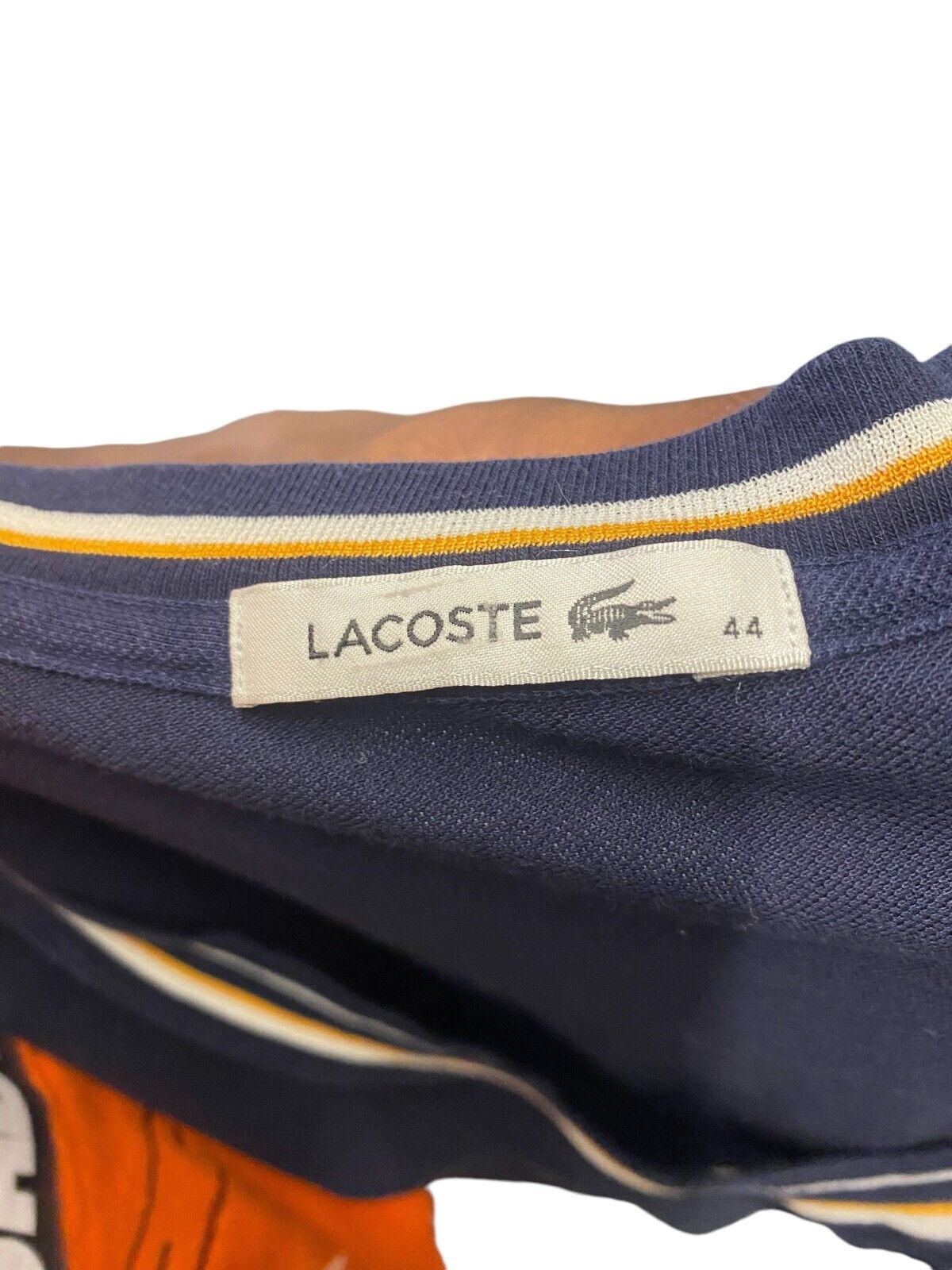 Lacoste Tee Shirt Top Women's Medium Blue Knitted Crocodile Logo V Neck Pullover