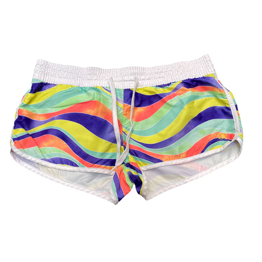 Running Shorts Womens Medium Multicoloured Patterned Drawstring Athletic Fit