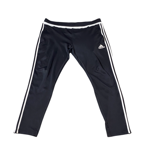 adidas Joggers Mens XL Black 3 Stripes Panel Straight Leg Ankle Zip Track Pants