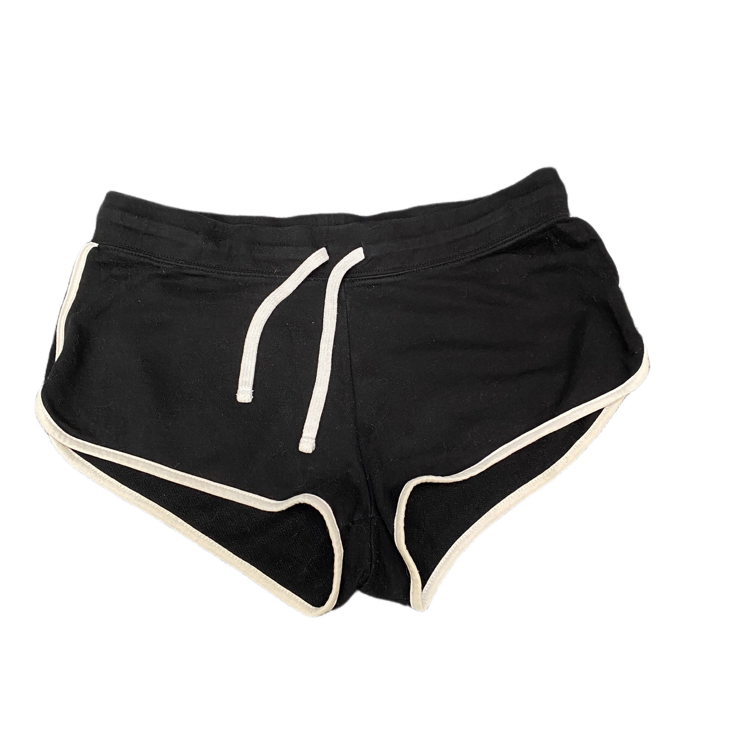 Running Sprinter Shorts Womens Large 34" Waist Black Gym Drawstring Dolphin Hem
