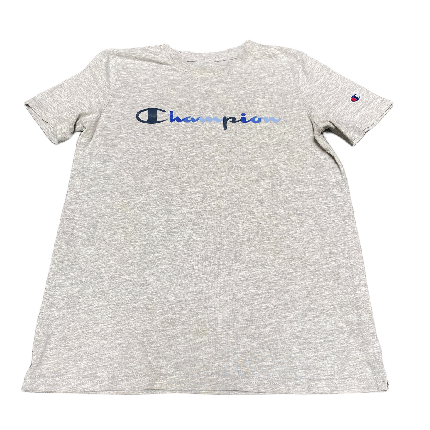 Champion T-Shirt Boys XS Grey Graphic Logo Short Sleeve Crew Neck Pullover Tee