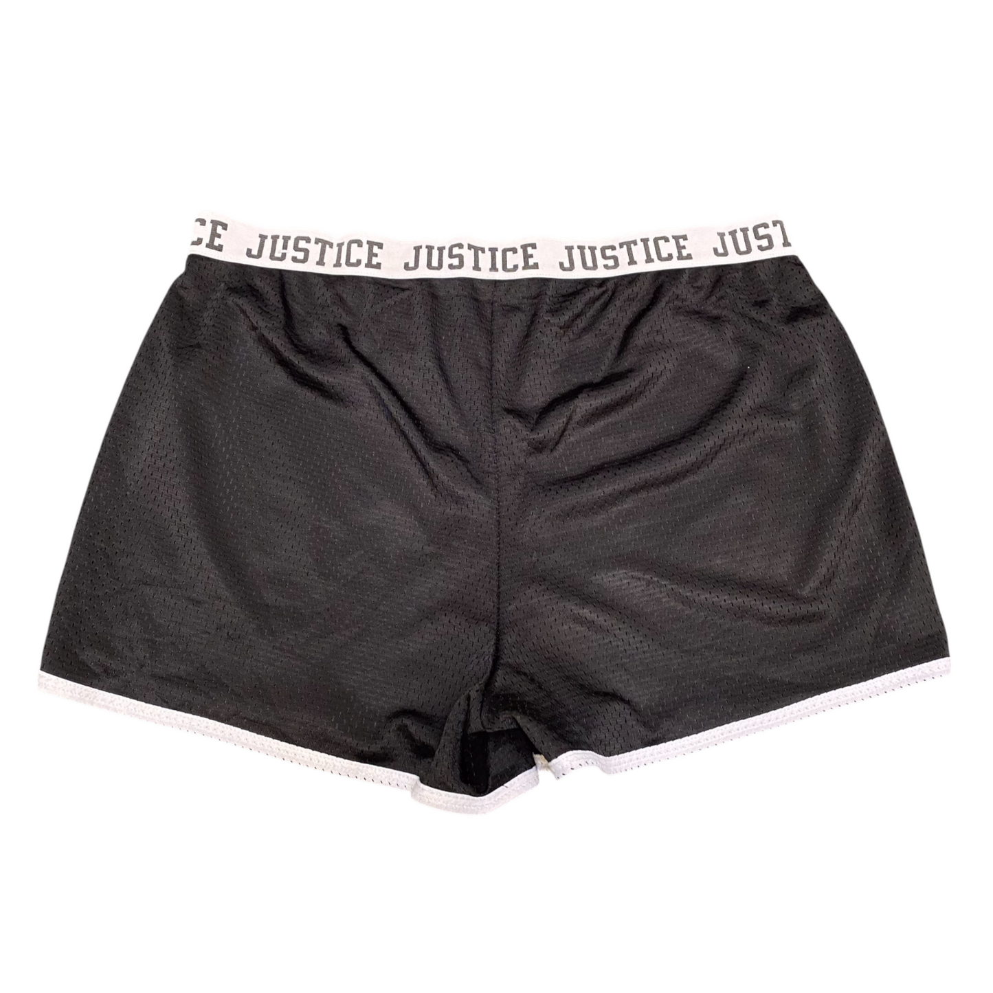 Justice Running Sprinter Shorts Womens 33W Black Mesh Elastic Waist Dolphin Hem