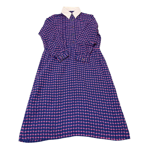 Womens Maxi Dress M Blue All Over Floral Print Long Sleeve Collared Button Front