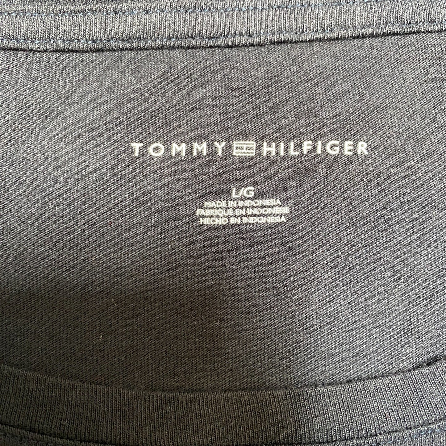 Tommy Hilfiger T-Shirt Womens L Black Short Sleeve Crew Neck Logo Pullover Tee