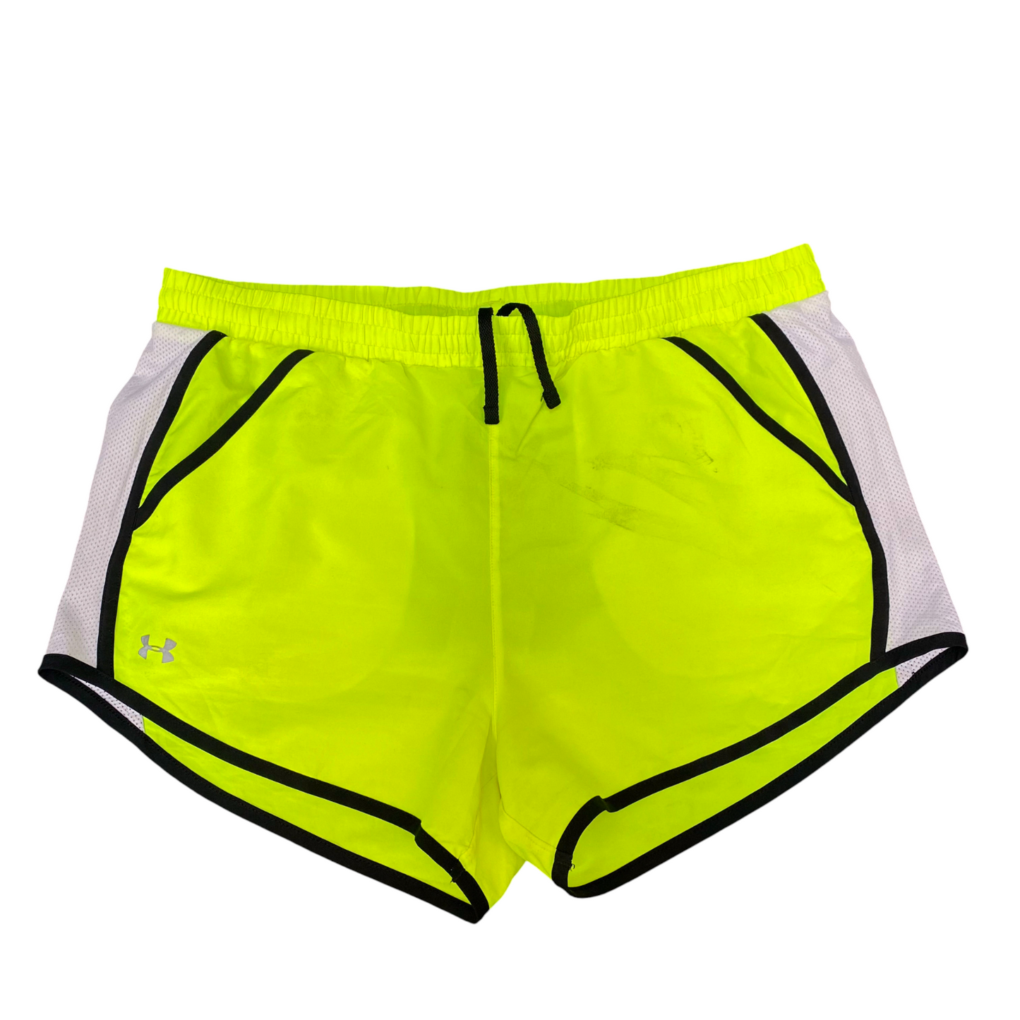 Under Armour Running Sprinter Shorts Women XL Green Heatgear Workout Dolphin Hem