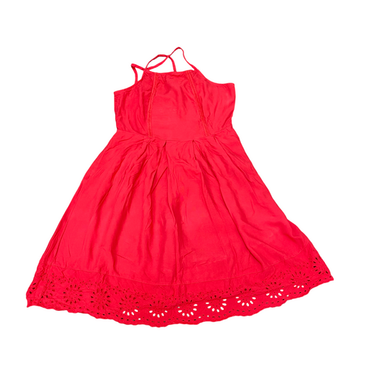 A Line Dress Womens S Red Scalloped Hem Eyelet Halter Neck Spaghetti Straps