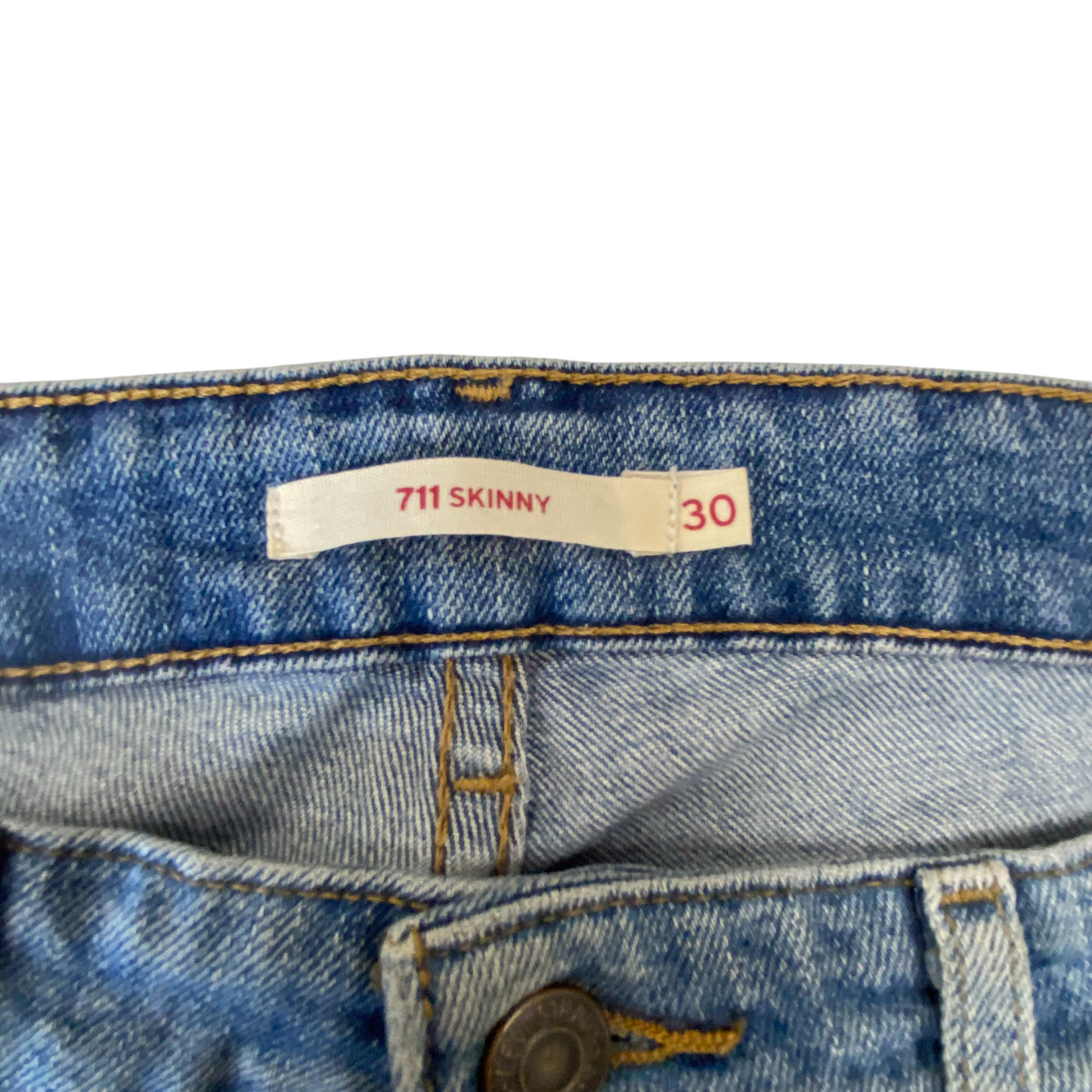 Levi's Jeans Womens 30W Blue Denim Red Tab Medium Wash Mid-Rise 711 Skinny Leg