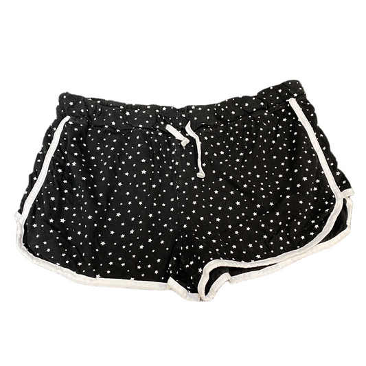 Running Sprinter Shorts Womens L 30" Waist Black White Star Print Athletic Gym