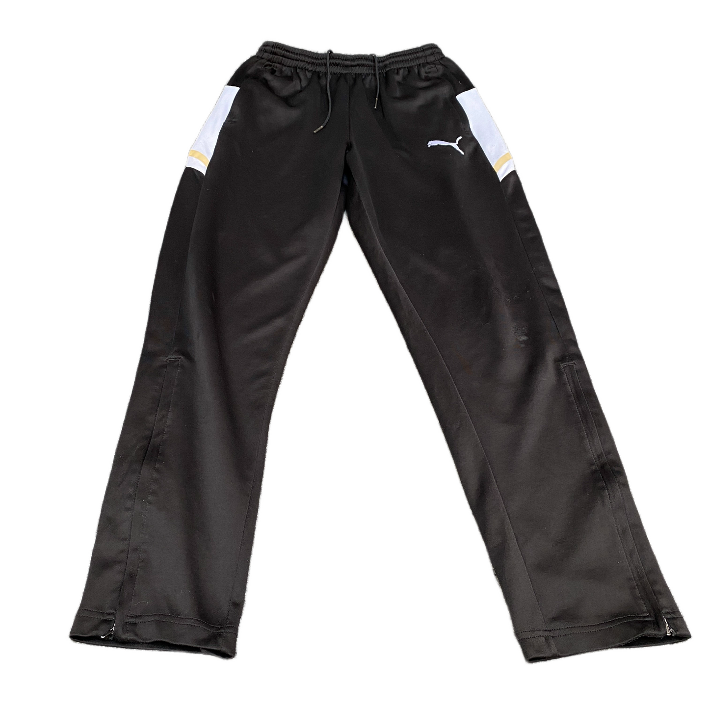 PUMA Track Pants Fits as Mens 25" Waist Black Gym Drawstring Ankle Zip Trousers