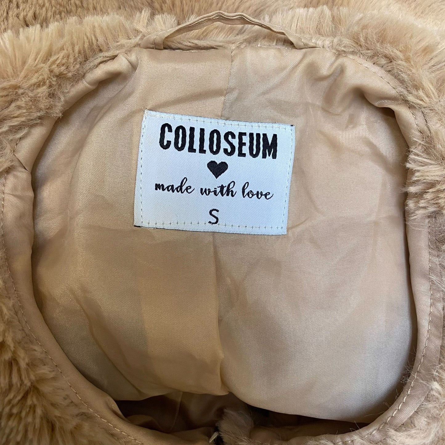 Colloseum Faux Fur Jacket Womens Small Brown Lined Loose Warm Snap Closure