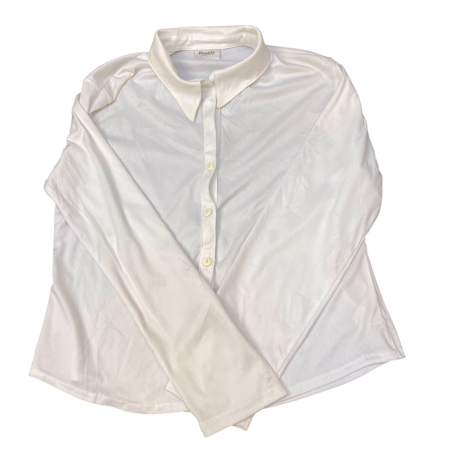 Pimkie Shirt Top Womens M White Collared Long Sleeve Outdoor Button Front