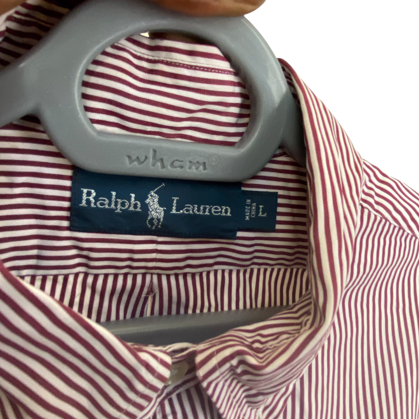 Ralph Lauren Shirt Mens Large Pink Striped Long Sleeve Collar Casual Button Down