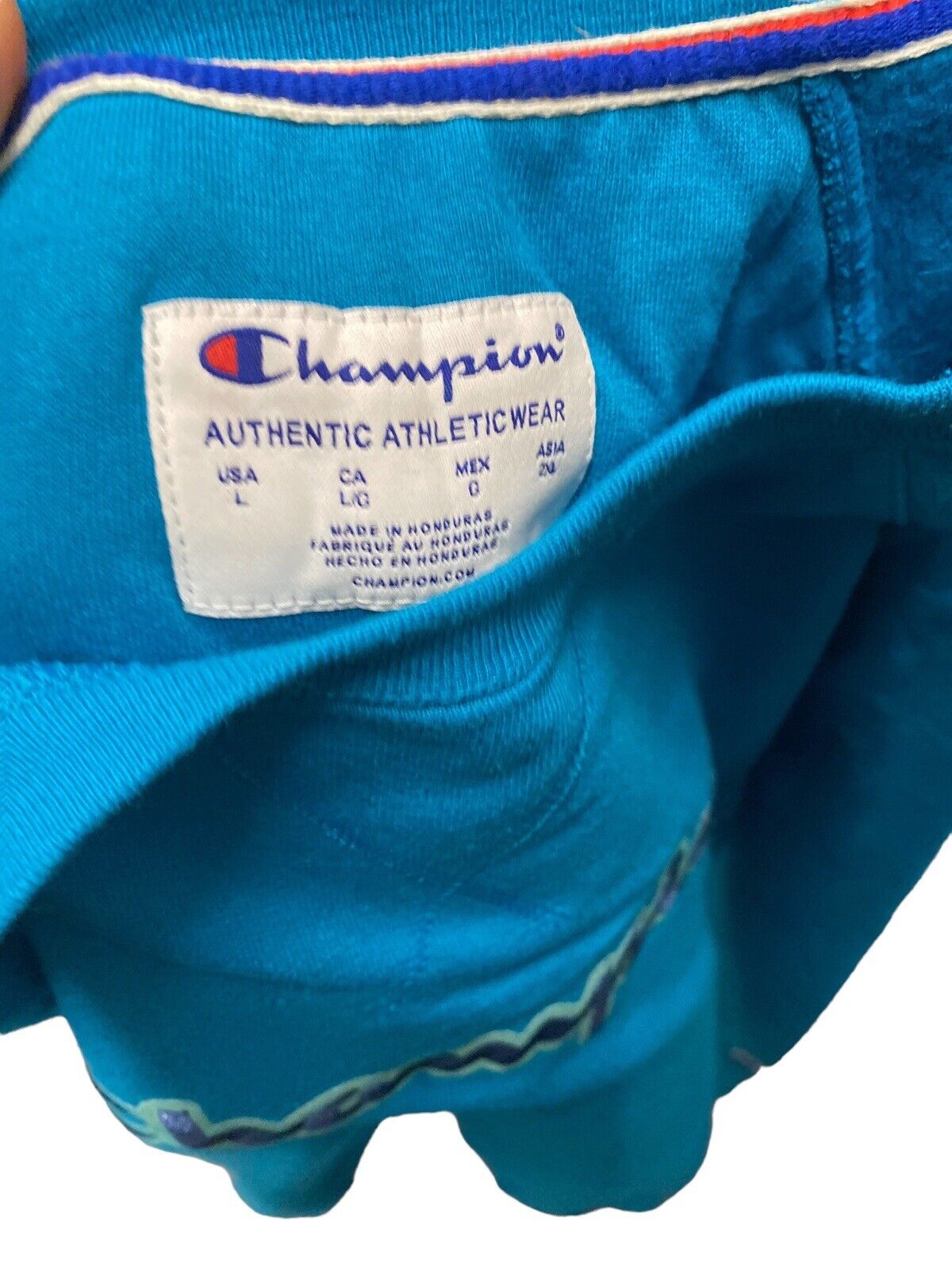 Champion Sweatshirt Jumper Embroidered Logo Blue Men's L