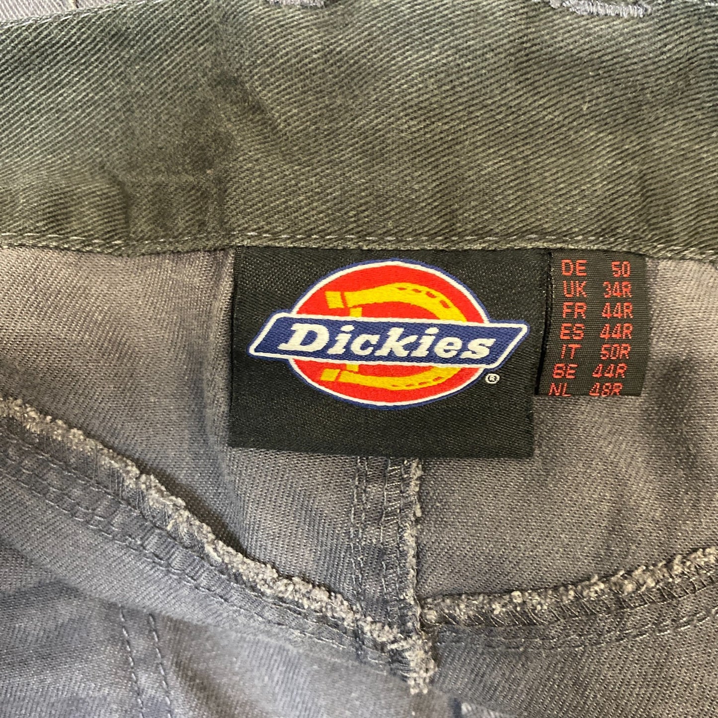 Dickies Cargo Pants Mens Large Grey Black Double Knee Regular Fit Straight Leg