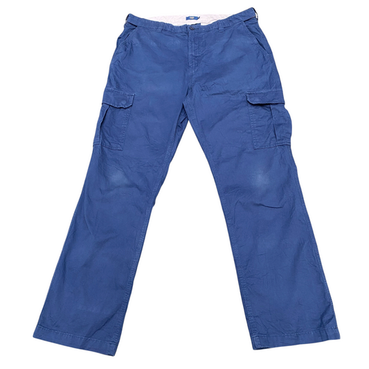 Cargo Trousers Mens XL Blue Pockets Straight Leg Flat Front Workwear Outdoor