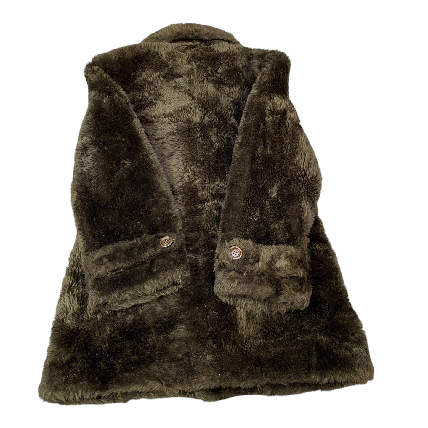Trutnov Genuine Faux Fur Coat Women Medium Brown Cozy Warm Lined Single Breasted