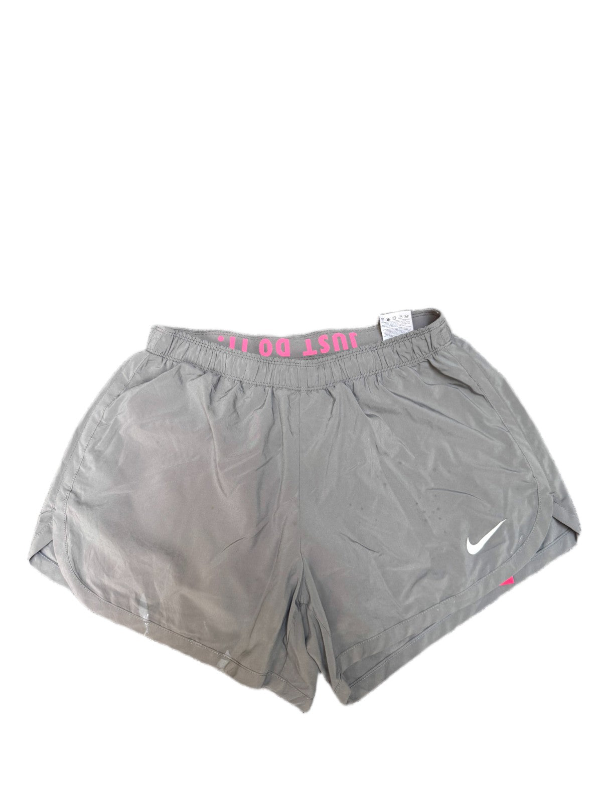Nike Just Do It Running Shorts Fits as Womens Medium 29" Waist Grey Dolphin Hem