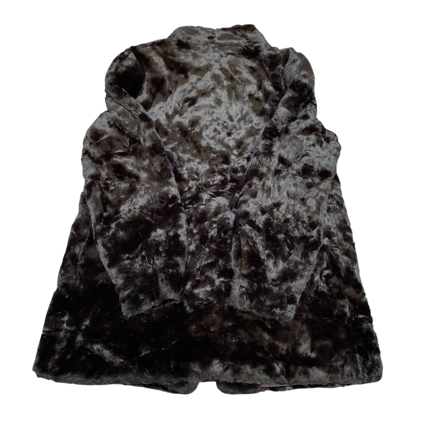 Women Faux Fur Jacket Medium Black Lined Soft Plush Long Sleeve Hook & Eye Front