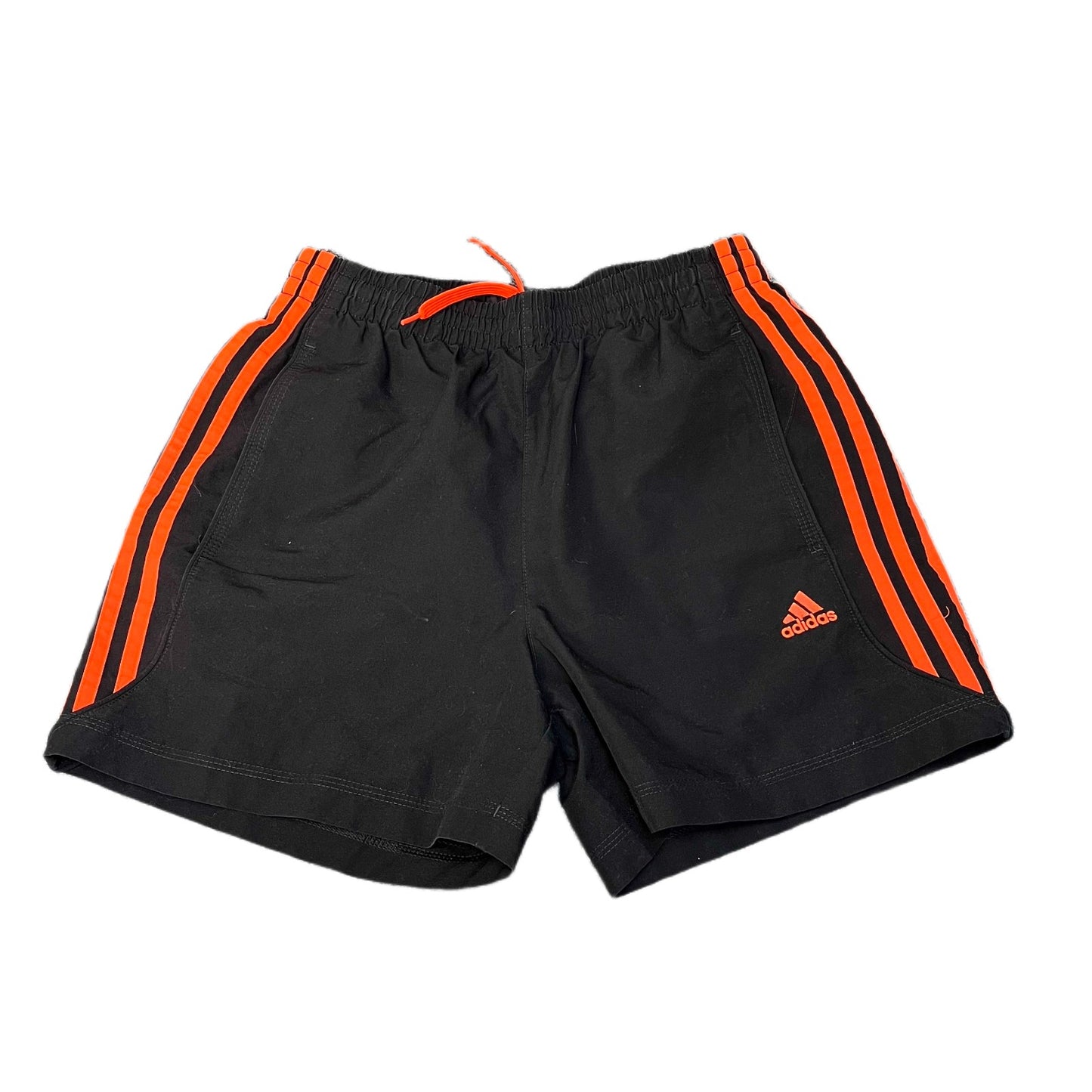 Adidas Climalite Athletic Shorts Mens XS 26" Waist Black Orange 3 Stripes Lined