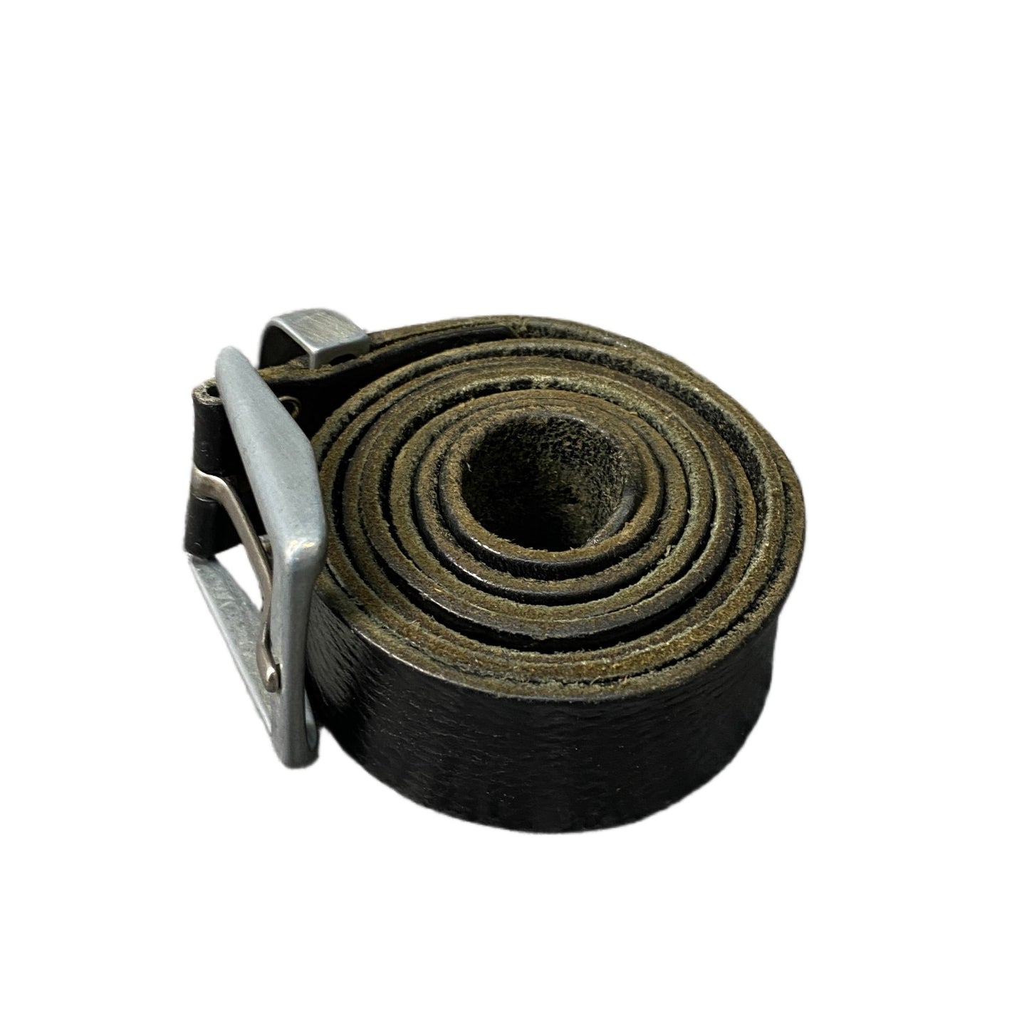 Waist Belt Mens Black Leather Textured Adjustable Silver Buckle 50.5 Inches