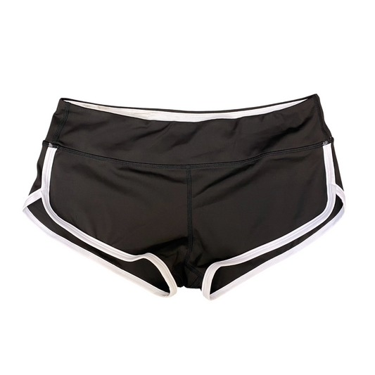 Don't Ache for a Better Body Yoga Shorts Womens Medium Black Stretch Dolphin Hem