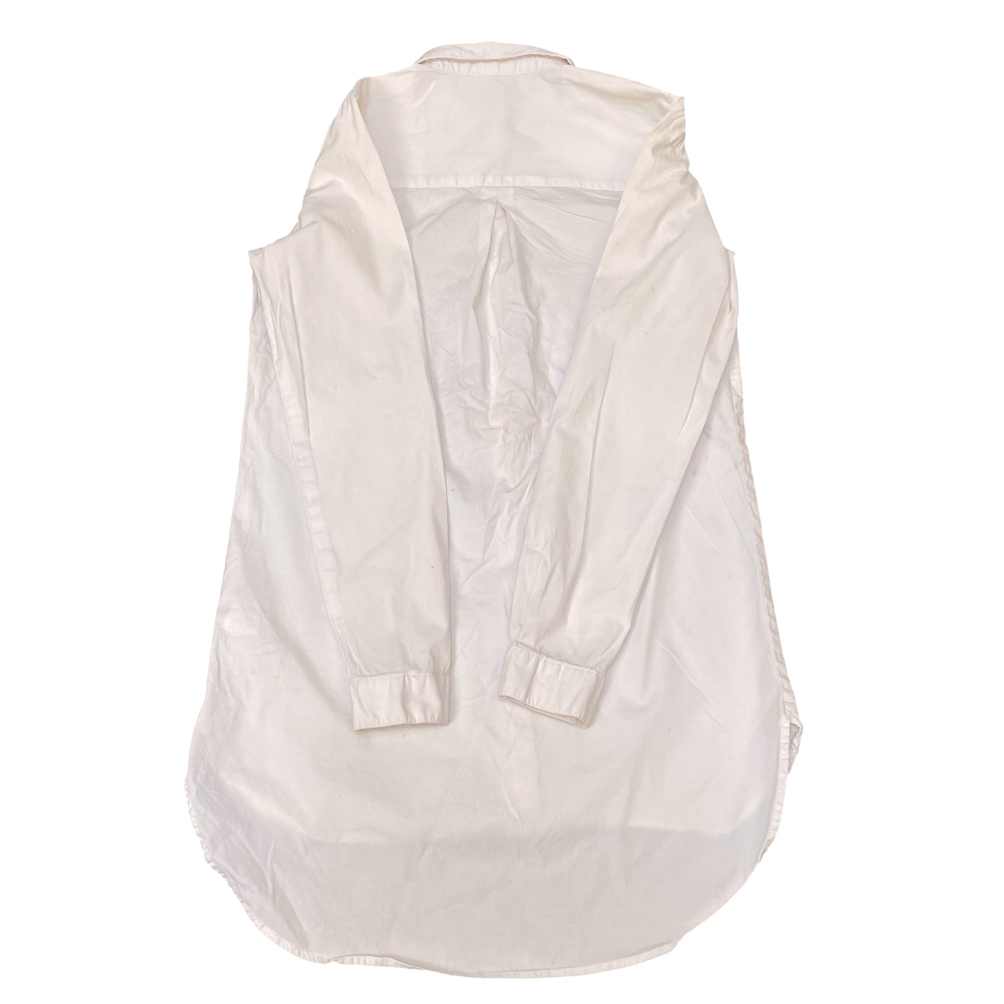 Costes Shirt Top Womens M White Solid High Low Long Sleeve Button Front Comfy