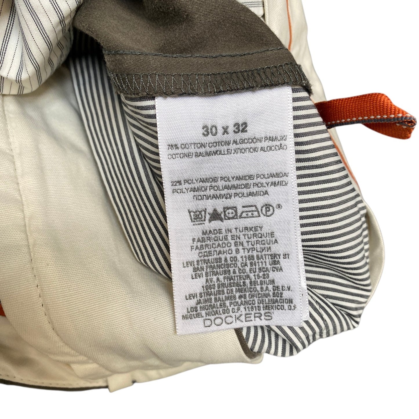 Dockers D1 Chino Pants Fits as Mens 31" Waist Brown Buckle Waistband Trousers