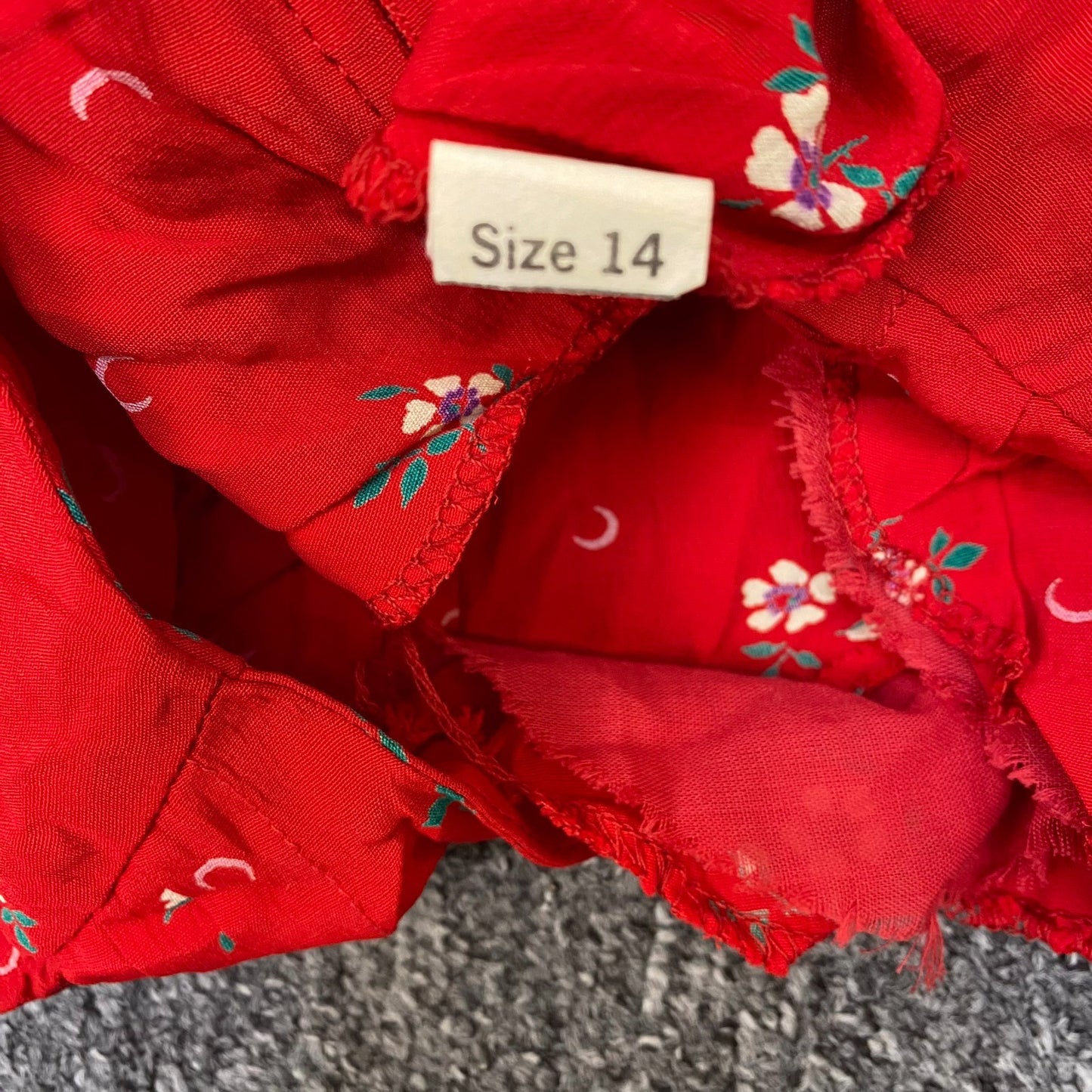Shift Dress Womens M Red Floral Pleated Ruffle Cap Sleeve Round Neck Back Zip