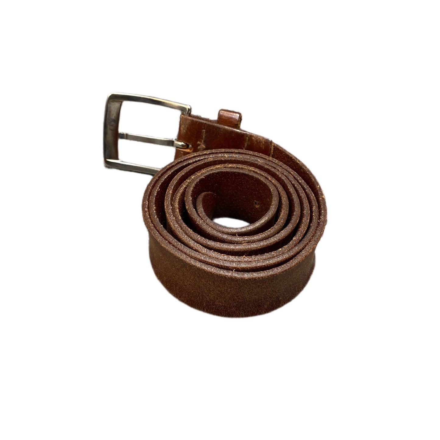 H&M Waist Belt Mens Brown Leather Adjustable Silver Pin Buckle 44 Inches
