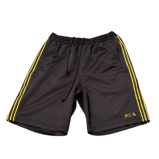 FILA Shorts Womens Large Black Spellout Logo Elastic Waist Drawstring Athletic