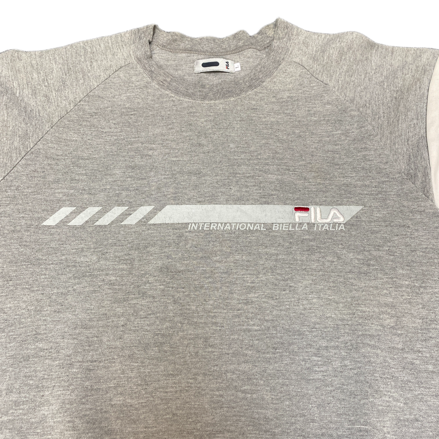 Fila Sweatshirt Mens Large Grey International Biella Italia Ribbed Hem Pullover