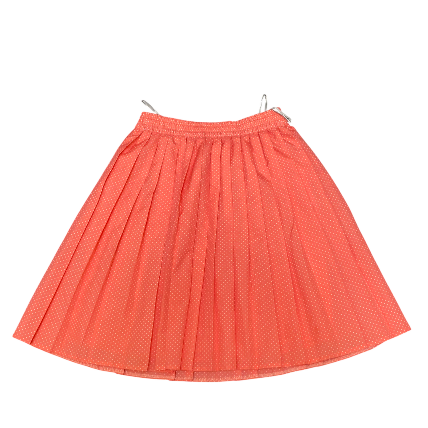 Women's Fit & Flare Skirt M Orange Polka Dot Lined Pleated Elastic Waist Pull On