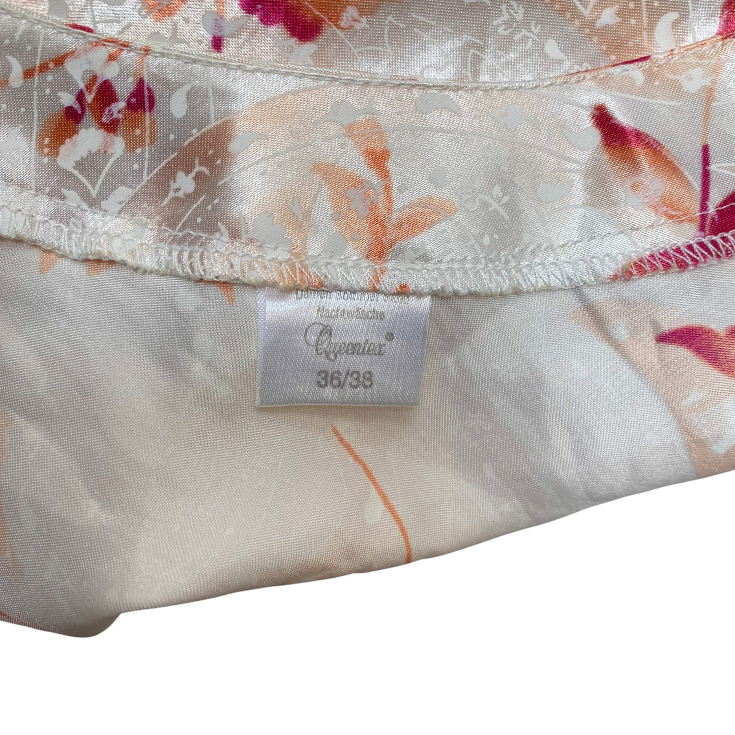 Queentex Camisole Top Womens S Cream Floral Satin Spaghetti Strap Pullover