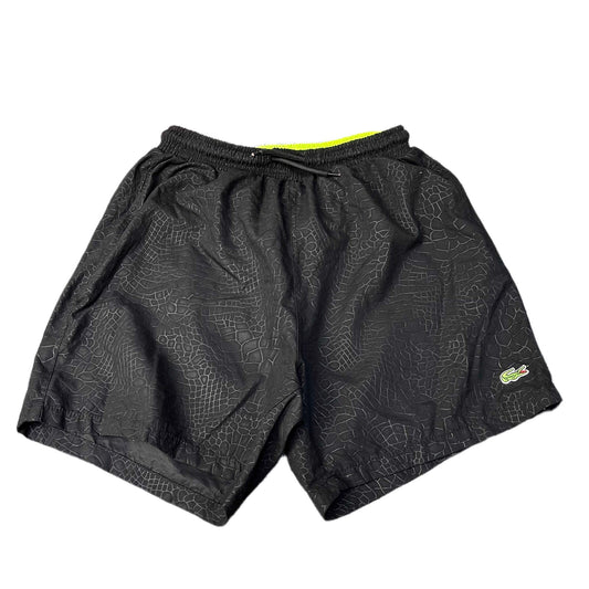 Lacoste Swim Trunks Board Shorts Men XS 27" Waist Black All Over Crocodile Skin