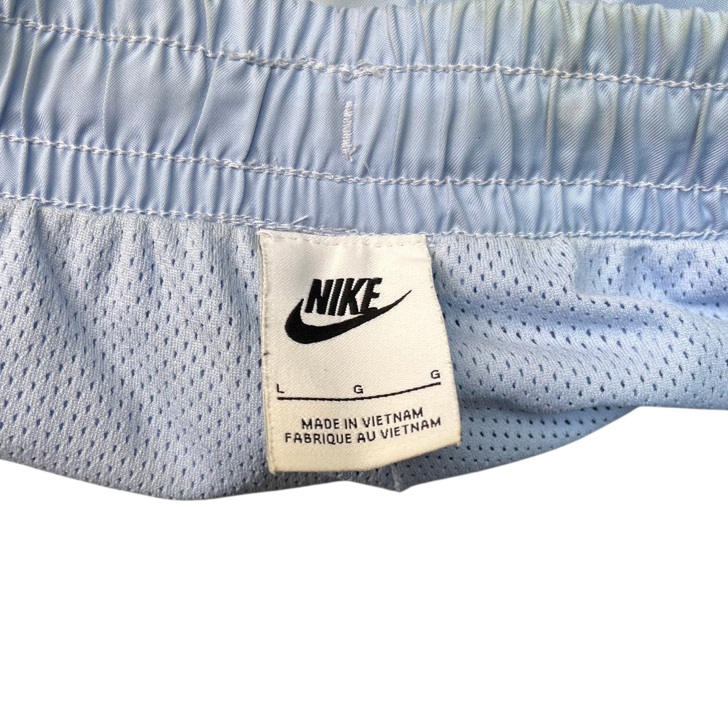 Nike Swim Trunks Board Shorts Mens L 32" Waist Light Blue Mesh Lined Drawstring