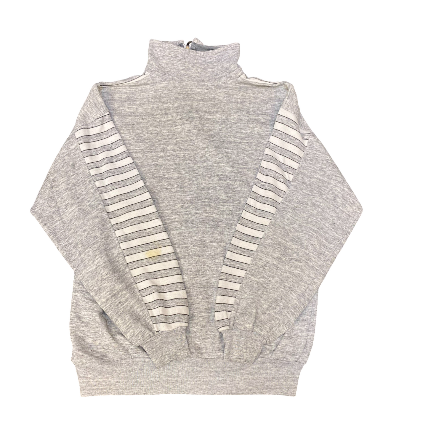 Redbox Sweatshirt Womens Large Grey Striped Long Sleeve Quarter Zip Pullover