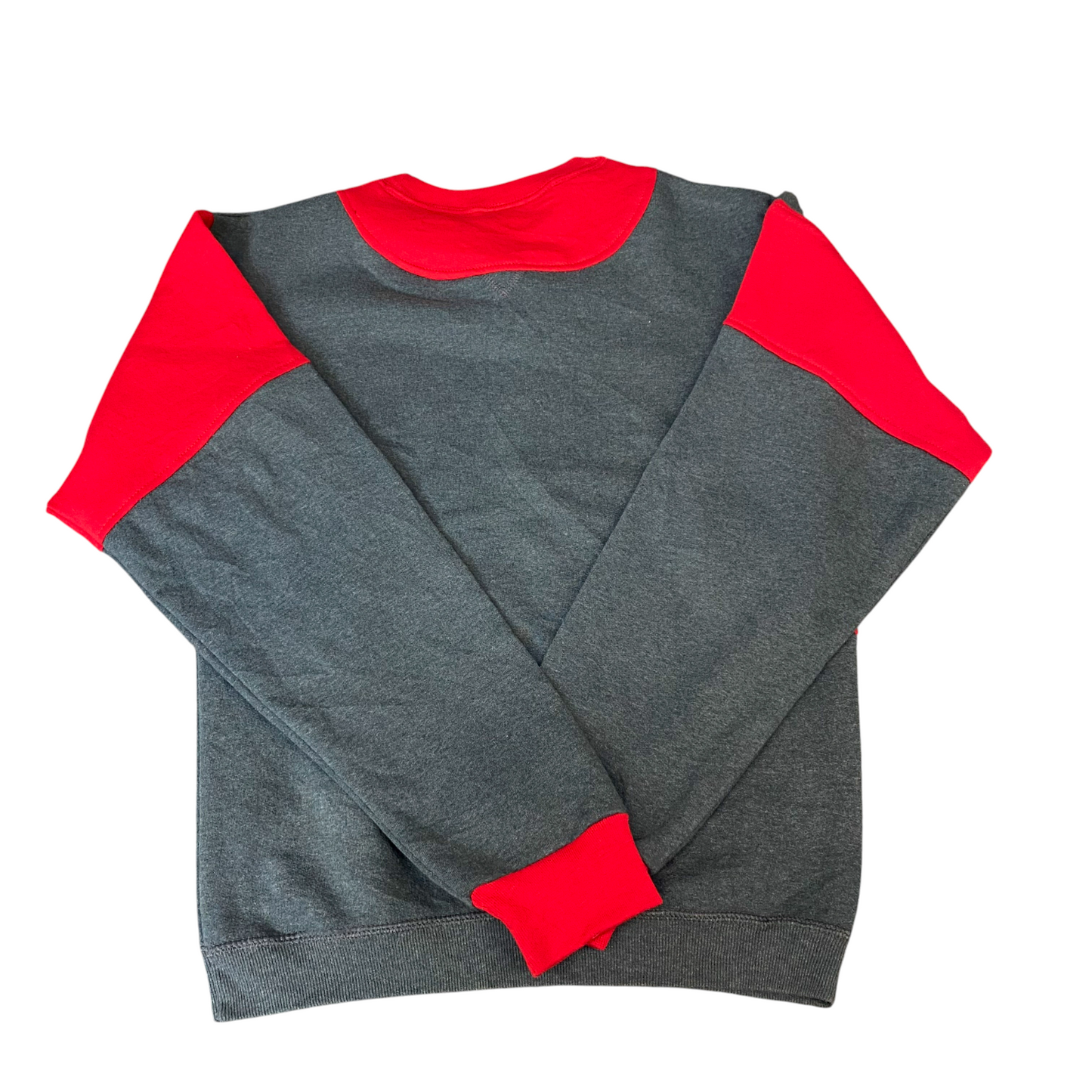 Nike Reworked Sweatshirt Mens S Red Grey Embroidered Spellout Logo Vintage Y2K