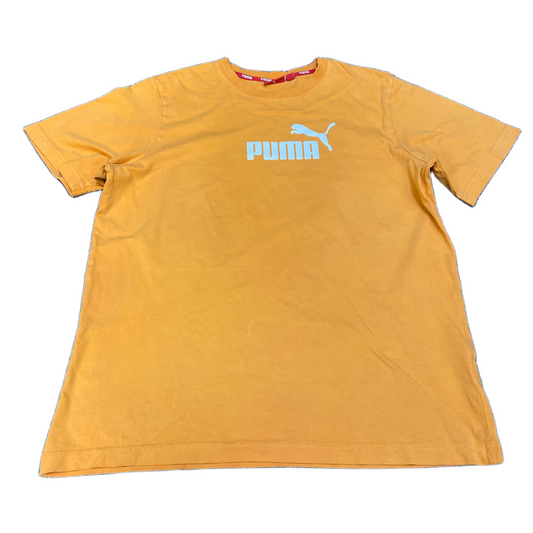 PUMA T-Shirt Women Medium Yellow Regular Fit Short Sleeve Crew Neck Pullover Tee
