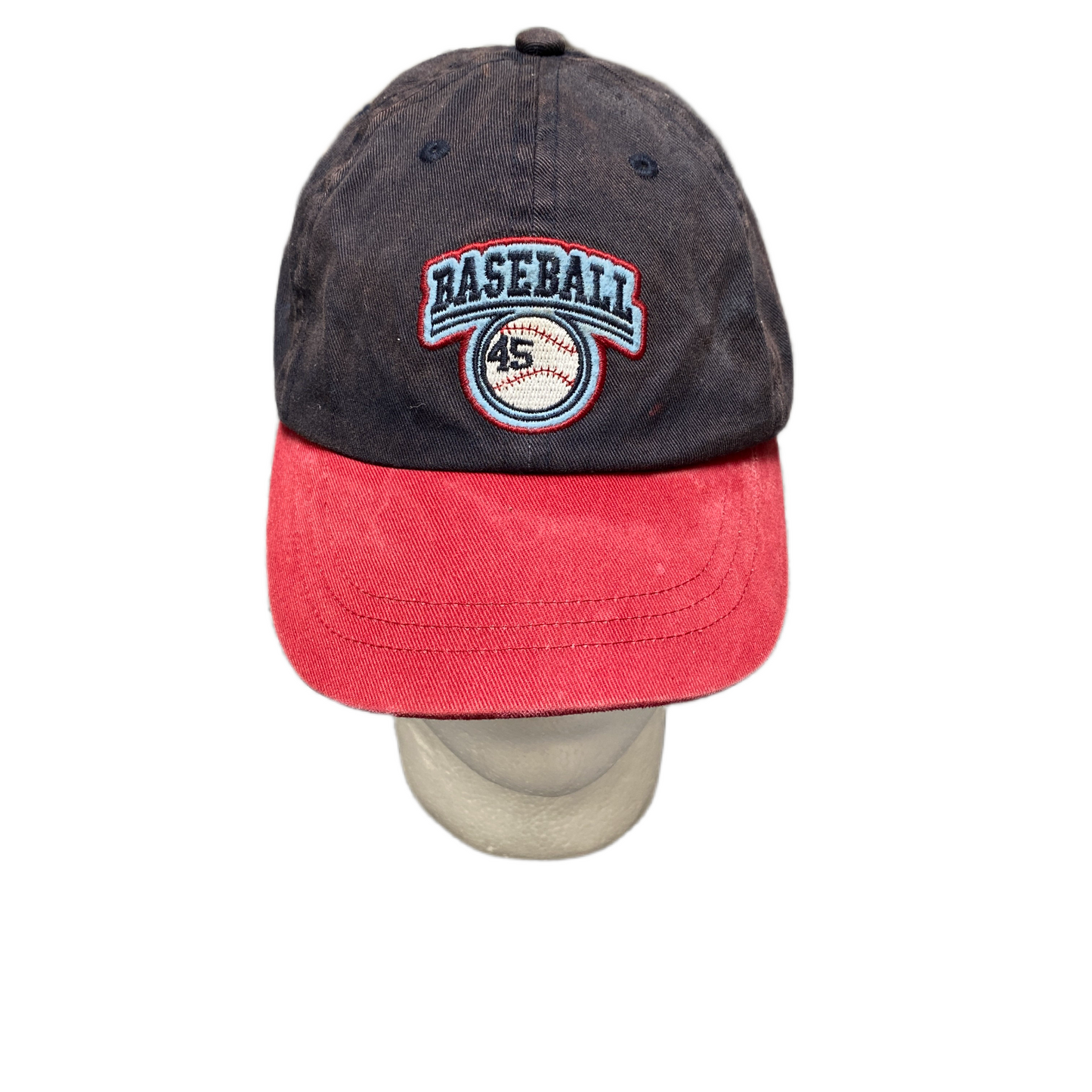 PLC The Athletic Baseball Cap Unisex Kids 3T-4T Red Black Adjustable Embroidered