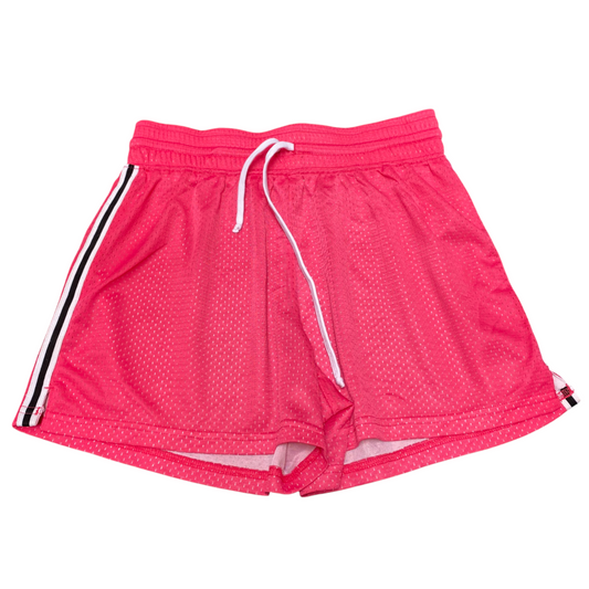 Womens Running Sprinter Shorts M Pink Mesh Elastic Waist Drawstring Athletic Fit