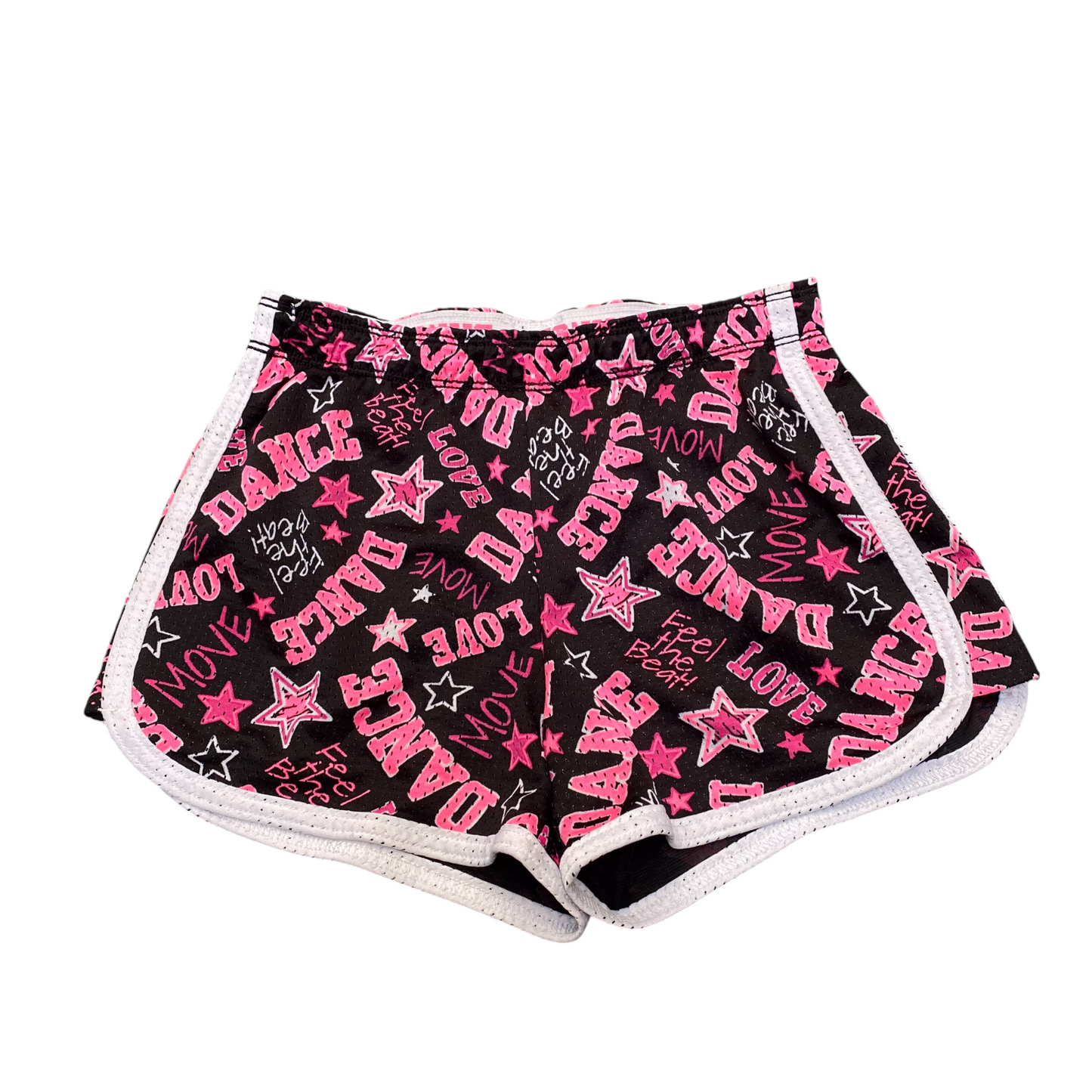 Dance Lot Shorts Womens Size 23W Black Pink Printed Elastic Waist Athletic Fit