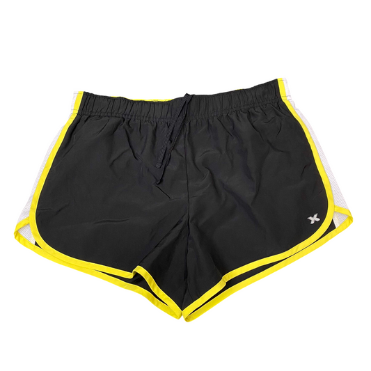 Xersion Sprinter Shorts Womens S Black Yellow Running Semi-Fitted Elastic Waist
