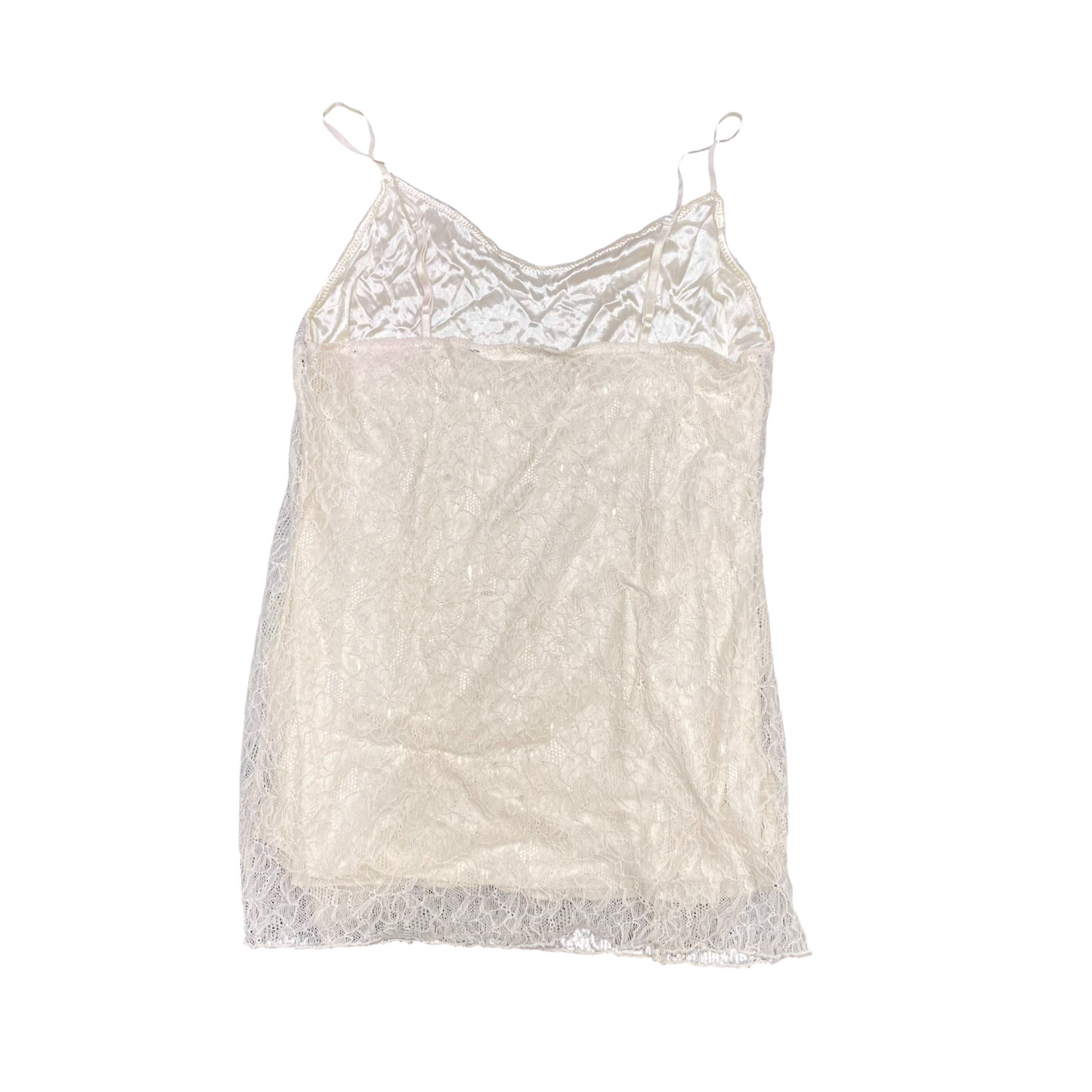 Cato Camisole Top Womens S Cream Lace Floral Adjustable Strap V-Neck Pullover