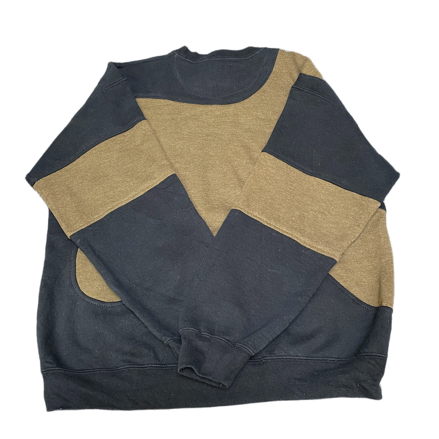 Nike Reworked Sweatshirt Men L Black Brown Embroidered Spellout Logo Vintage Y2K