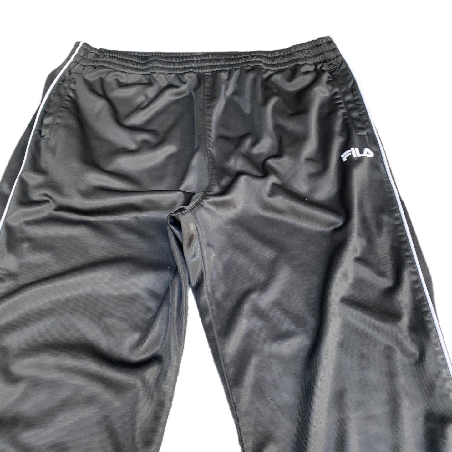 Fila Track Pants Fits as Mens 34" Waist Black Gym Comfort High Rise Trousers