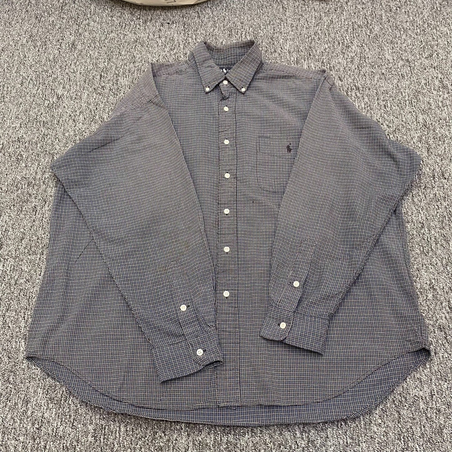 Ralph Lauren Big Shirt Mens L Multi Check Long Sleeve Pony Logo Button Down