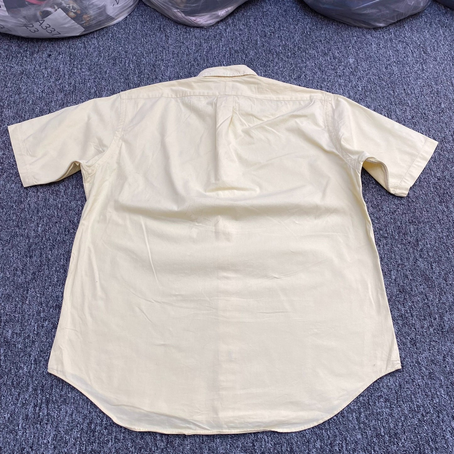 Ralph Lauren Shirt Mens M Cream Blaire Short Sleeve Pony Logo Button Down