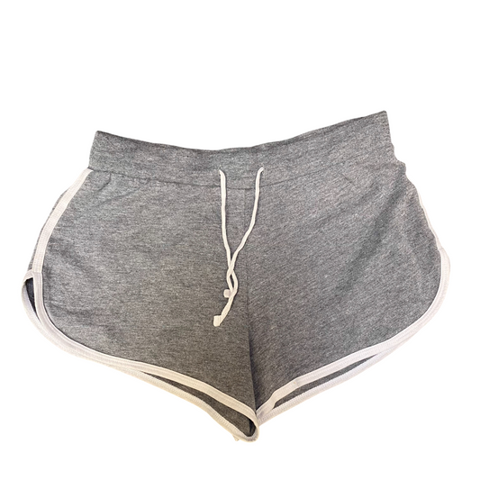 Running Sprinter Shorts Womens Medium Grey Drawstring Elastic Waist Dolphin Hem
