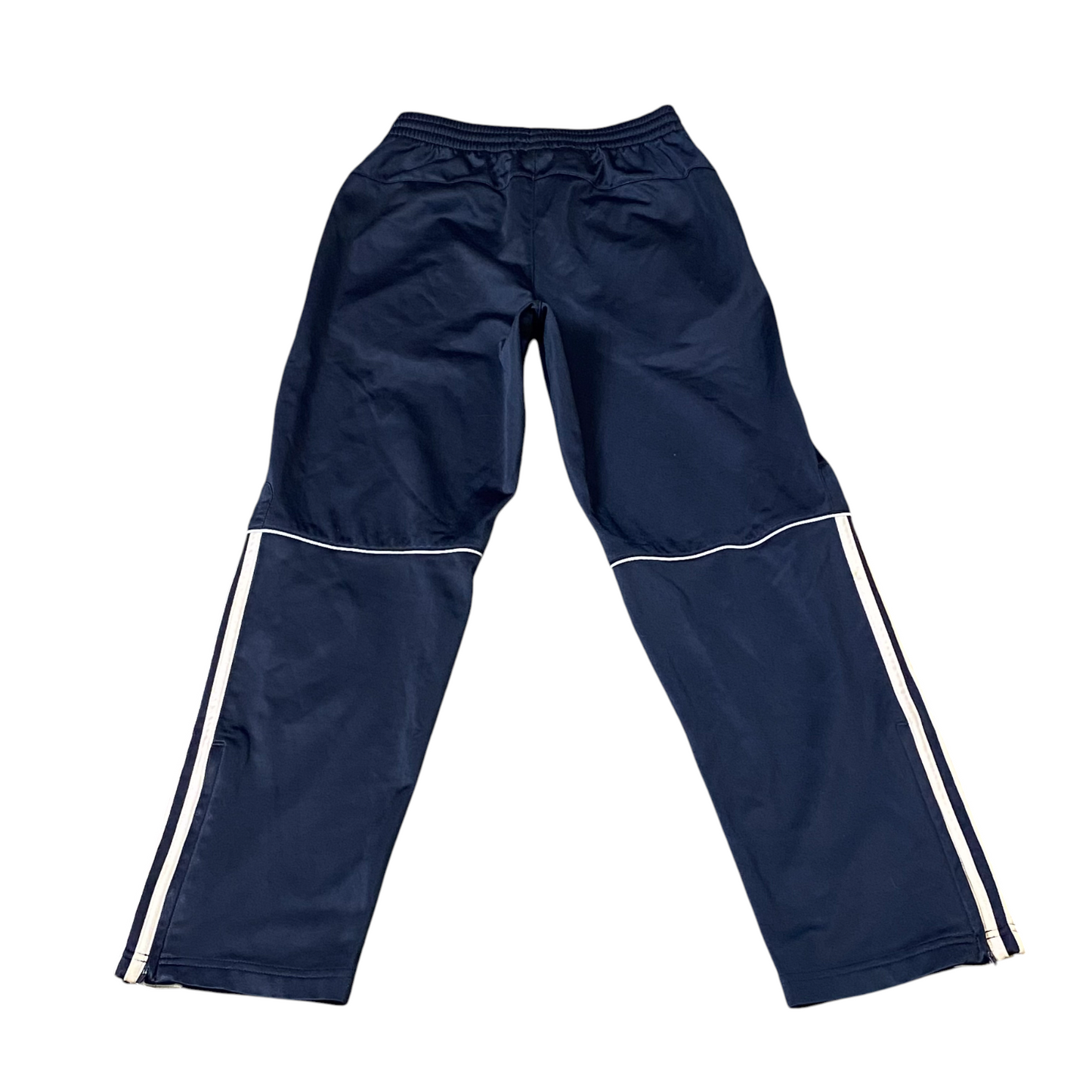 Adidas Jogger Pants Womens Small Blue 3 Stripes Panel Elastic Waist Ankle Zip